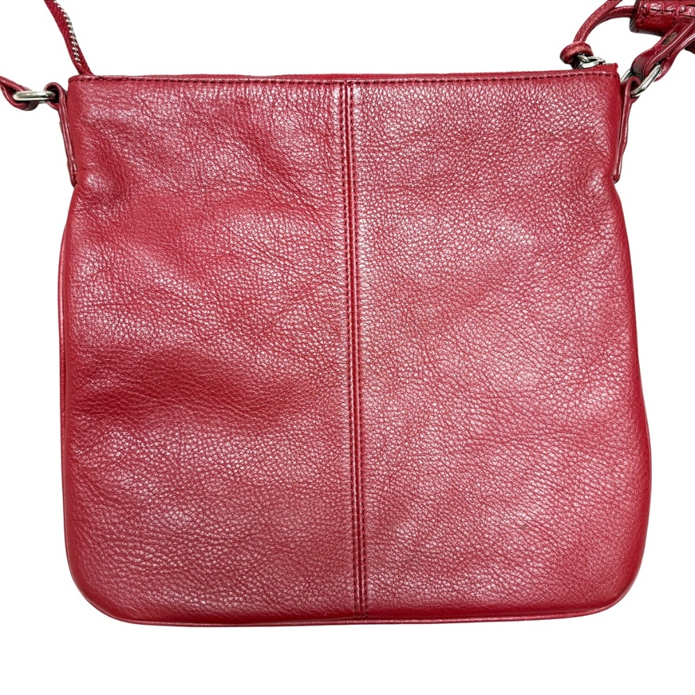 bag PELLE WILSONS LEATHER red peppled crossbody square 10x10x3 vintage zip close - Picture 4 of 12
